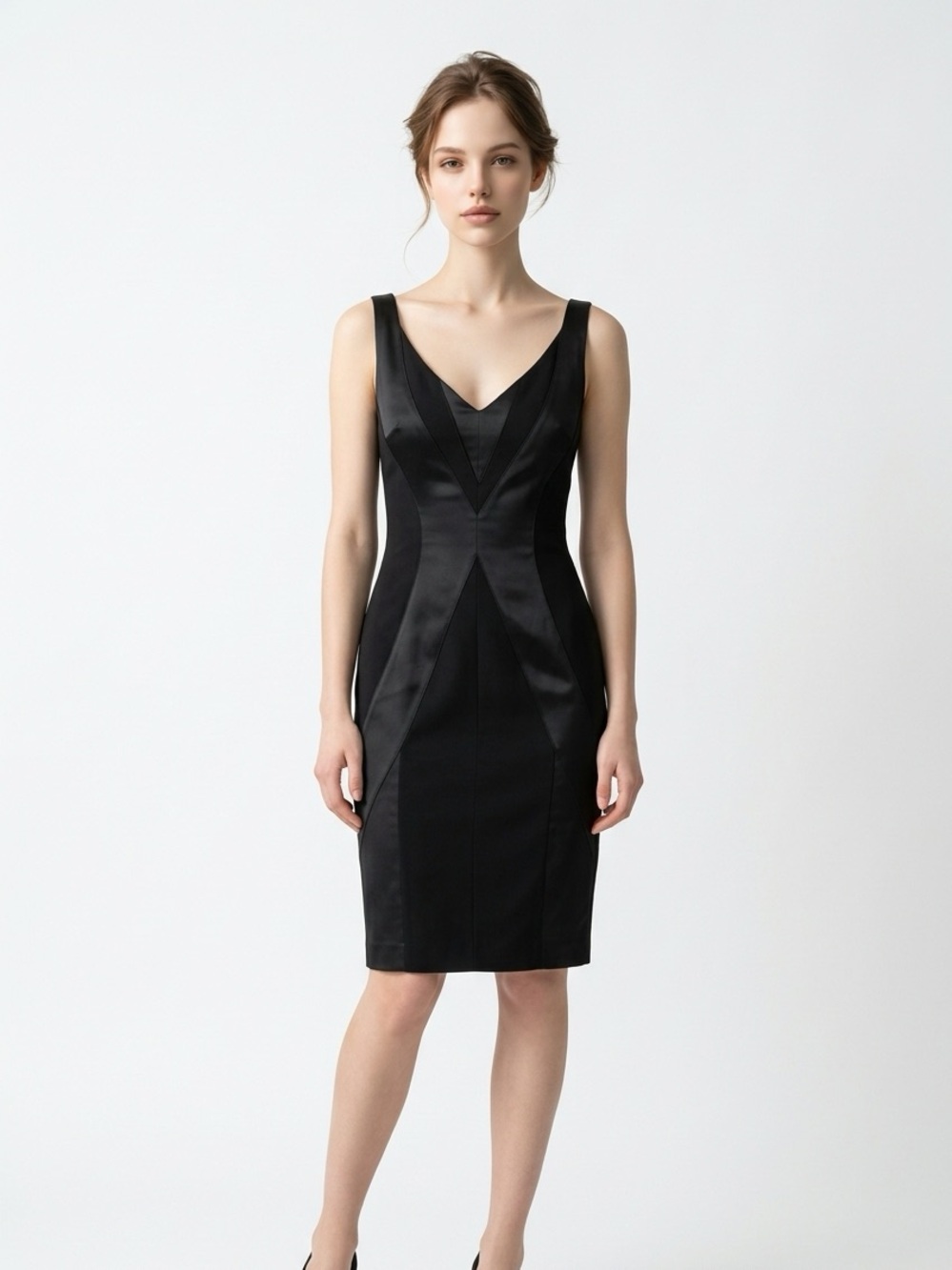 Vince Camuto Black Sleeveless Panel Sheath Dress Size 4